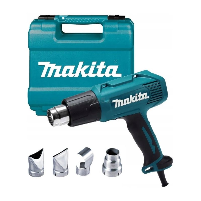 Фен строительный сетевой Makita HG5030K, 1,6кВт, 500°, 4 насадки, L кабеля=2м, кейс