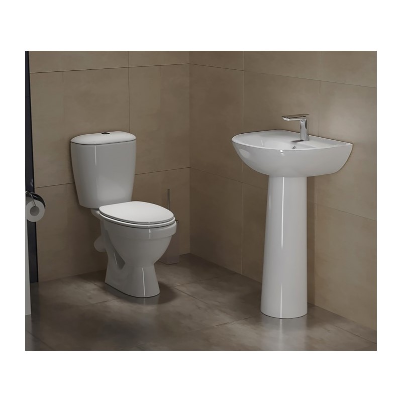 Унитаз-компакт Универсал Цоп, косой выпуск, 605х370х790 мм (бачок евро)