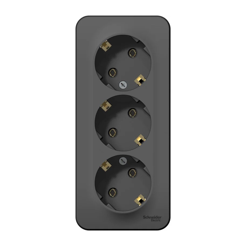 Розетка о/у Blanca BLNRA010316, 3 гнезда, с/з, антрацит