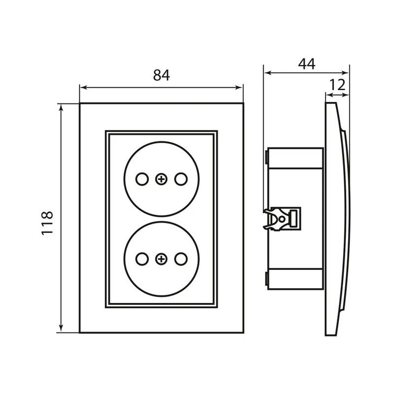 Розетка с/у Минск ERR10-102-100, 2 гнезда, б/з, з/ш, белая