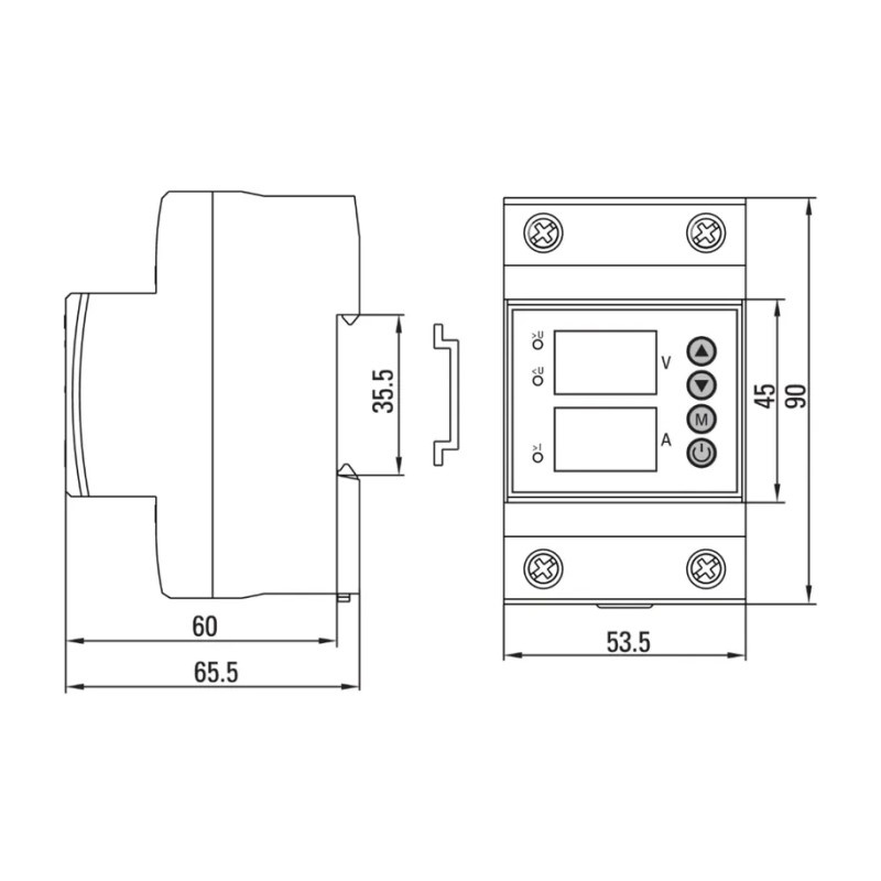 Реле напряжения и тока с дисплеем EKF MRVA, 230В, 63А