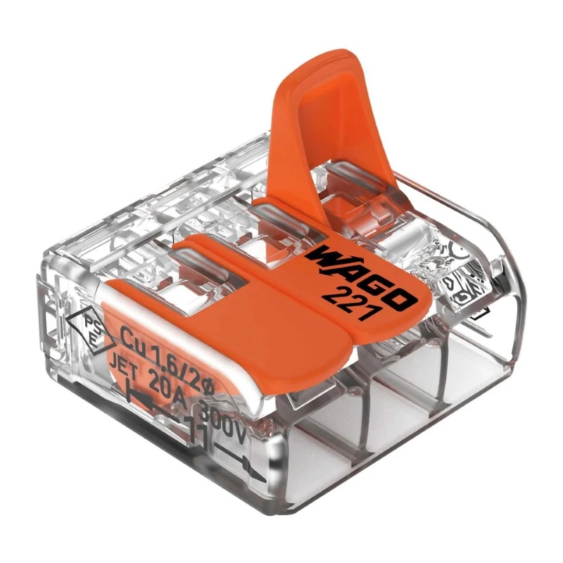 Клемма с рычажком WAGO 221-413 без пасты, 3 провода 0,14-4 мм2 (6 шт.)