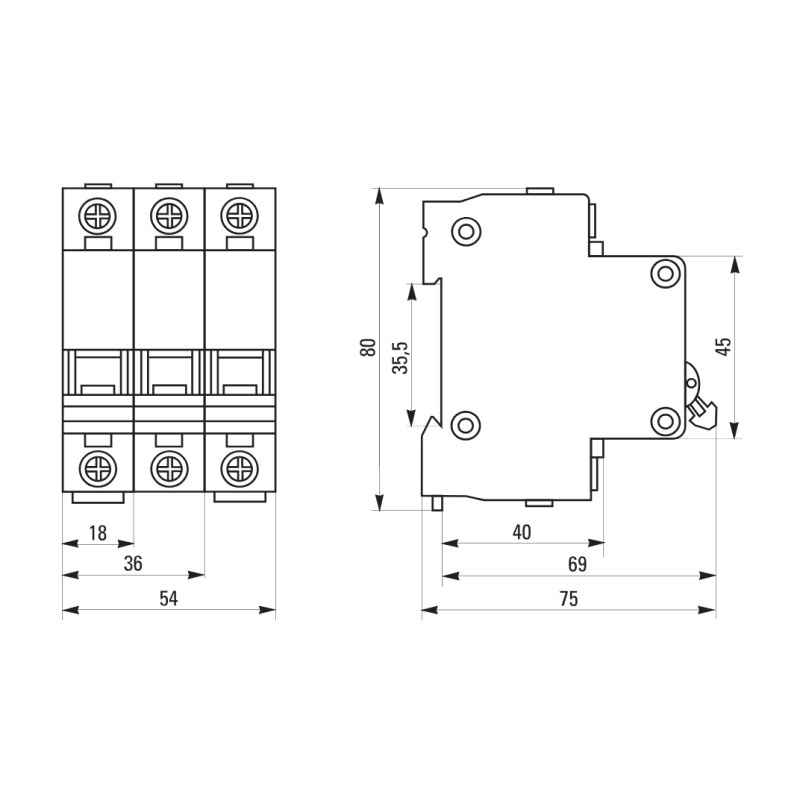 Выключатель автоматический EKF ВА 47-29 4,5кА, С 50А, 3П