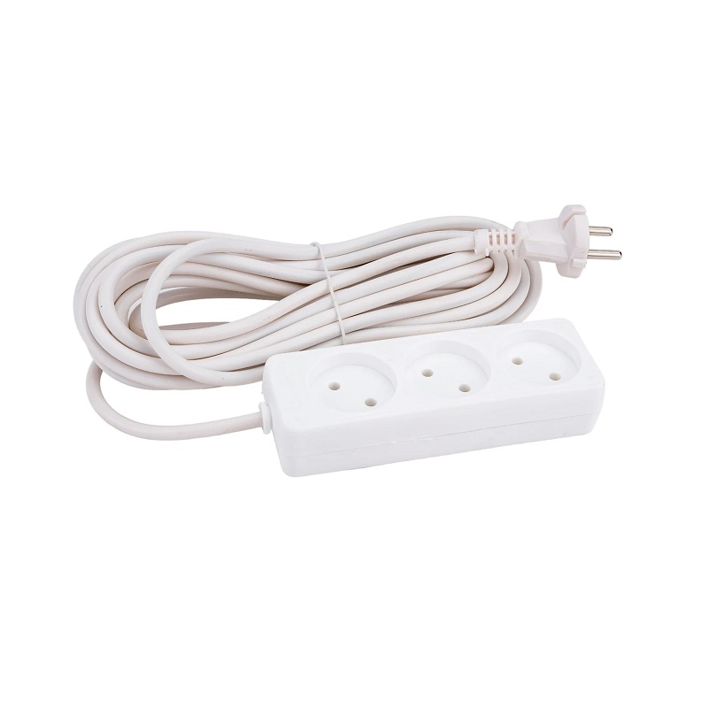 Удлинитель бытовой 481S-1307, 3 гнезда, ПВС, 2200 Вт, б/з, 7 м, белый