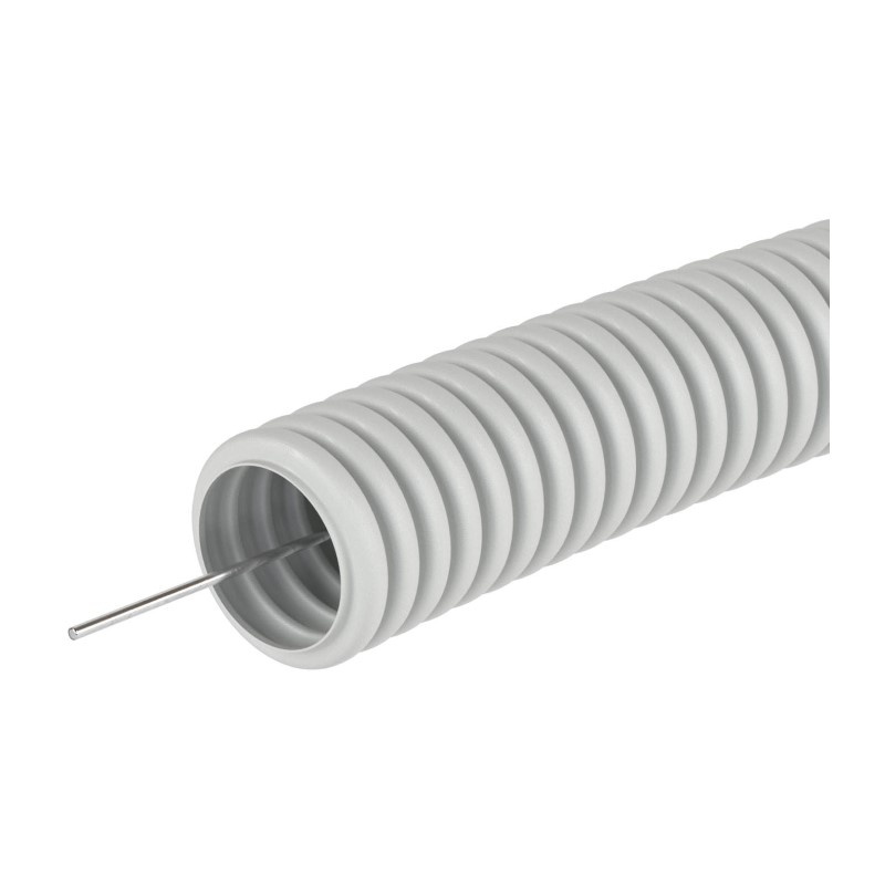 Труба гофрированная DKC ПВХ легкая с зондом, d=20 мм, серая (100п.м.)