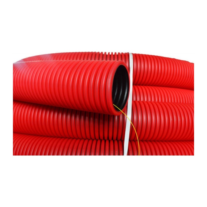 Труба ПНД двухстенная SN12 с зондом, d=110 мм, красная с муфтой (бухта 50 п.м.)