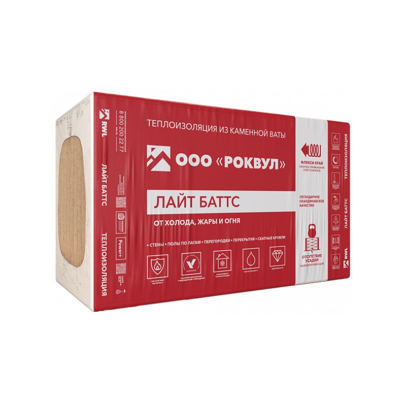 Утеплитель Rockwool Лайт Баттс 1000х600х50 мм, 10 шт