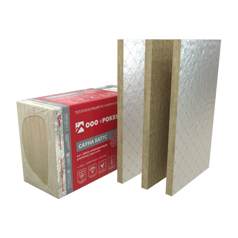 Утеплитель Rockwool Сауна Баттс 1000х600х50 мм, 8 шт