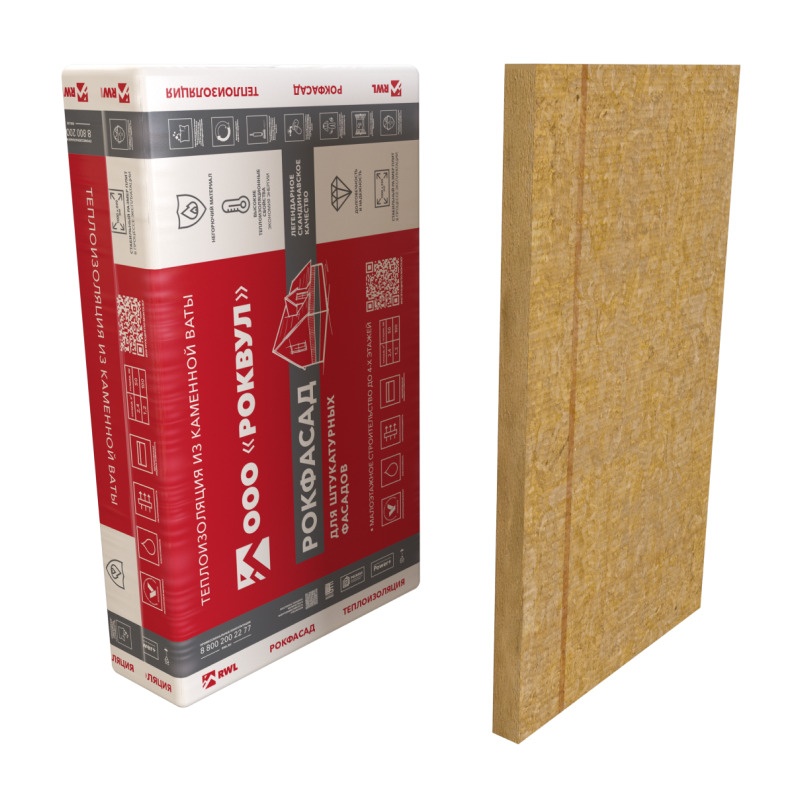 Утеплитель Rockwool Рокфасад 1000х600х100 мм, 2 шт