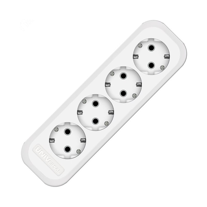 Колодка 4 гнезда E304 с/з, 16 А, 230 В, АВС-пластик, белая