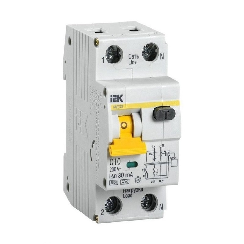 Дифференциальный автомат IEK Karat АВДТ 32 6кА, С 10А, 30мА, тип А, 1P+N. MAD22-5-010-C-30