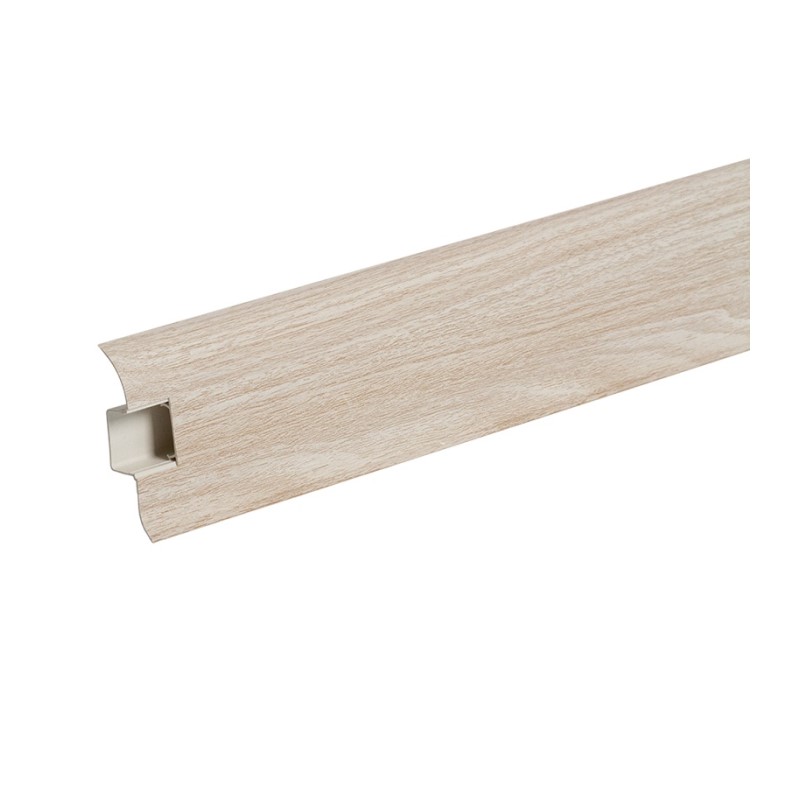 Плинтус Ideal Комфорт 254, с кабель-каналом, ясень светлый, 55 мм (2,2 м)