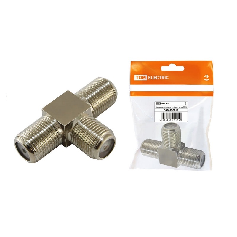 Тройник TV с F-соединениями 3 гнезда, металлический