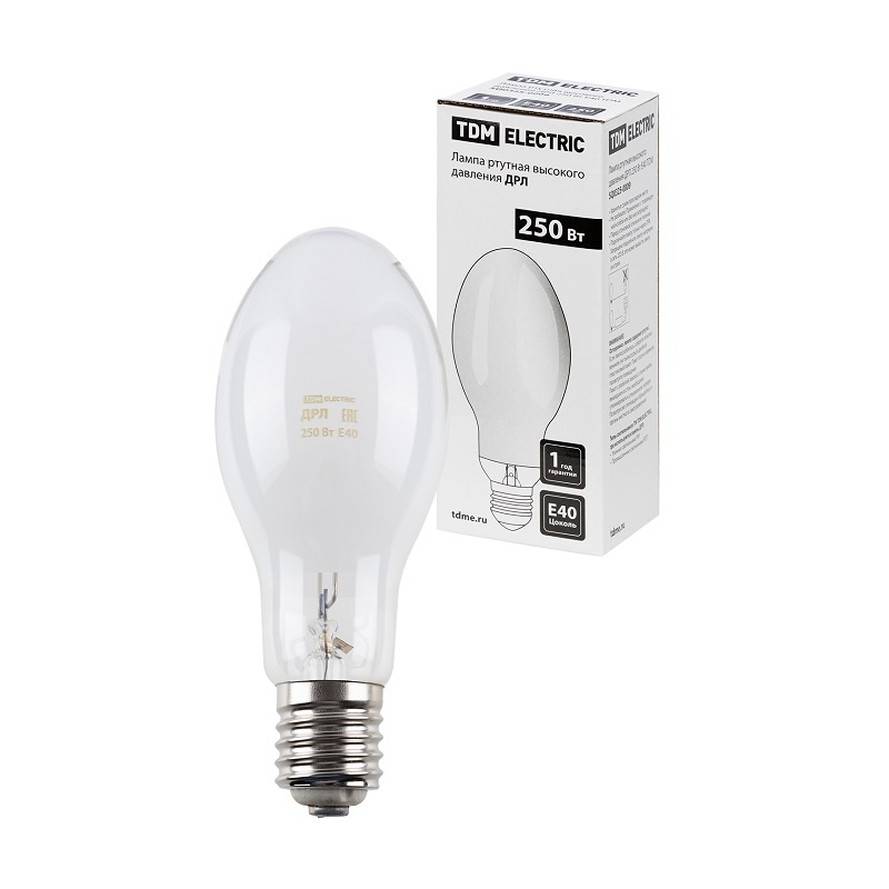 Лампа ртутная высокого давления E40, 250Вт, L/d=228/91мм (ДРЛ)