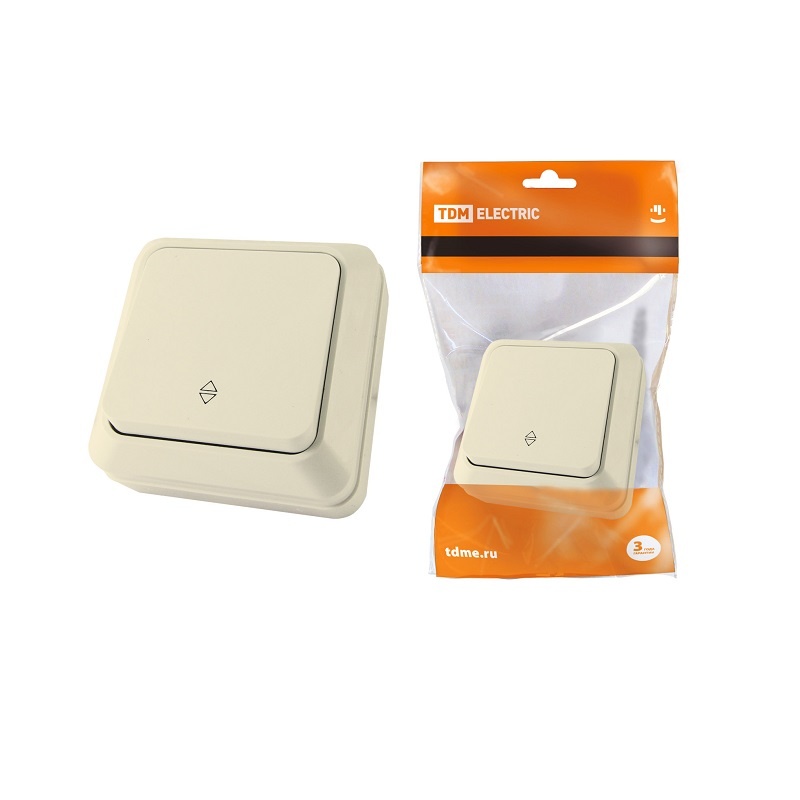 Переключатель о/у Ладога SQ1801-0006, 1 клавиша, б/инд, слоновая кость