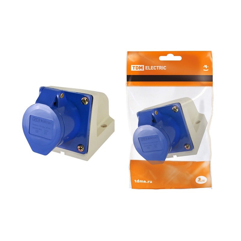 Розетка стационарная для открытой проводки 123, 2Р+РЕ, 32A, 230В, IP44