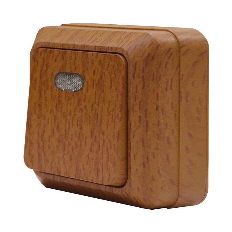 Выключатель о/у Олимп  7946710, 1 клавиша, с/инд, IP20, темное дерево