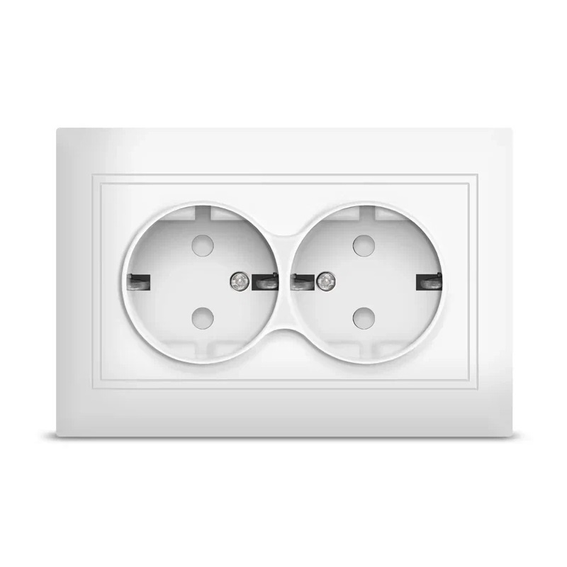Розетка в сборе с/у Севиль С0050, 2 гнезда, с/з, з/ш, белая