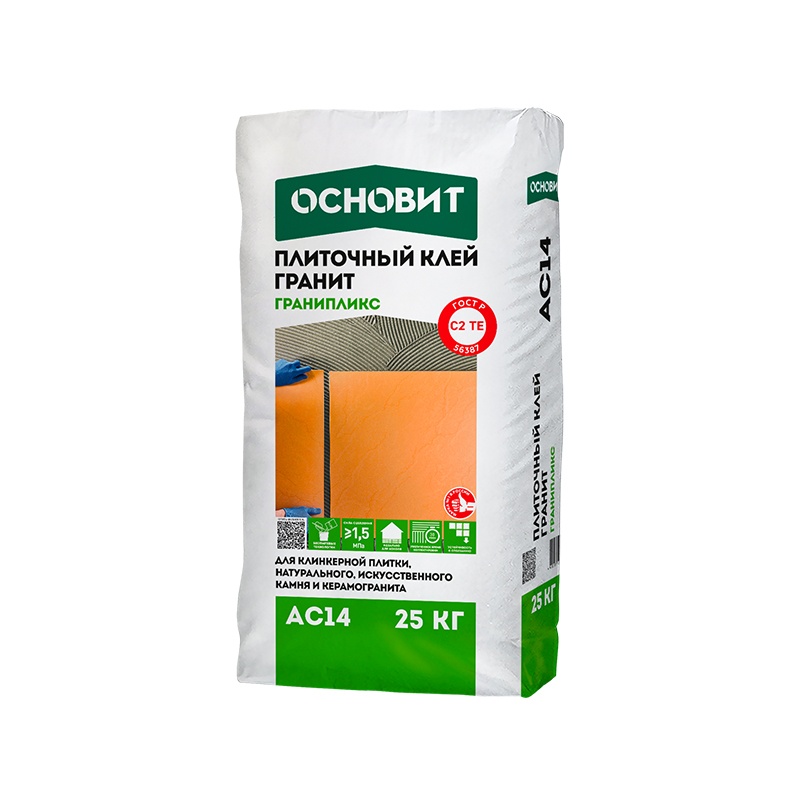 Клей для плитки цементный С2 ТЕ Основит Гранипликс AC14 (Т-14) (25 кг)