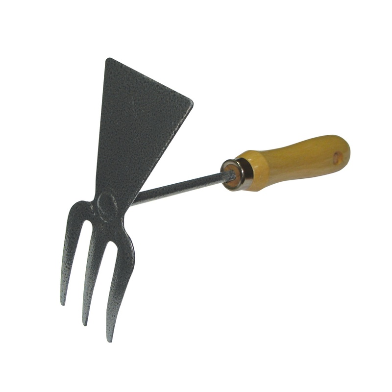 Мотыжка садовая Farina 93106, прямое лезвие 3 зубца, деревянная рукоятка, 250 мм