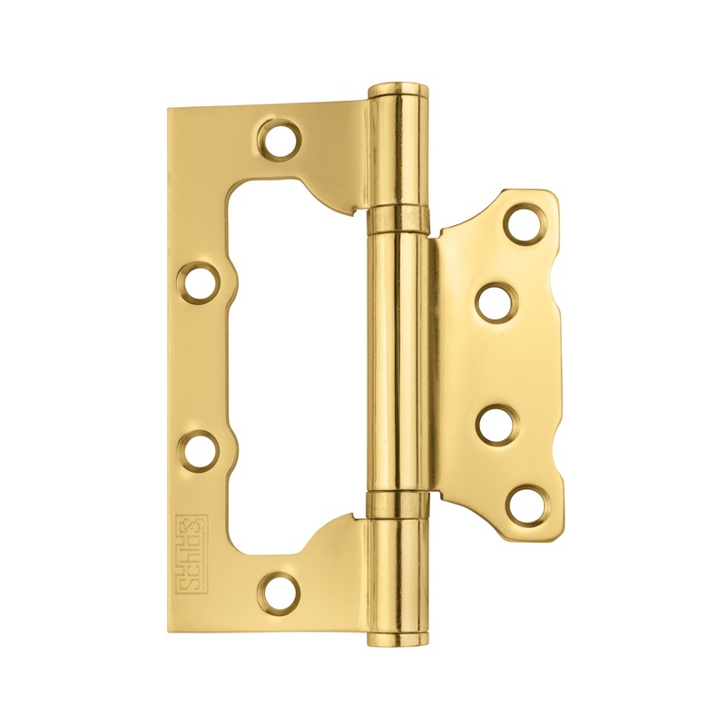 Петля накладная "бабочка" SCHLOSS 04012 д/двер без притвора 100x75x2.5 мм, золото (10/50)