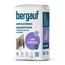 Шпаклевка цементная Bergauf Uni Finish базовая белая, 20 кг