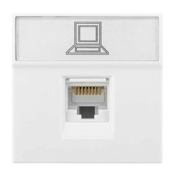 Розетка в рамку компьютерная EKF 45х45 мм RJ-45 кат.5е, 2 модуля, белая