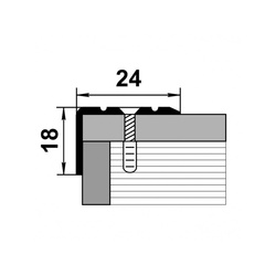 Порог угловой Лука, серебро анод. (0,9 м х 18 мм х 24 мм)