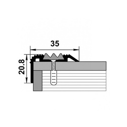 Порог угл. с ПВХ встав. Лука, серебро анод. (1,8 м х 20,8 мм х 35 мм)