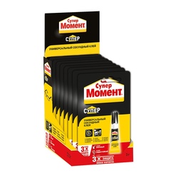 Клей Супер Момент на блистер-карте в шоу-боксе (3 г)