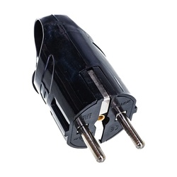 Вилка угловая разборная с ушком А0112 16А, 230В, с/з, черная