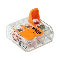 Клемма с рычажком WAGO 221-413 без пасты, 3 провода 0,14-4 мм2 (50 шт)