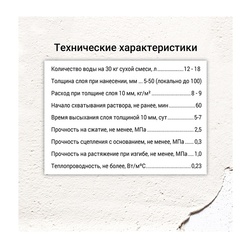 Штукатурка гипсовая Unis Теплон белый, 30 кг