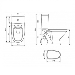 Унитаз-компакт Santek Лига, косой выпуск, 650х339х759 мм