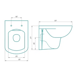 Унитаз подвесной Gesso Вега, безободковый, 507х355х377 мм