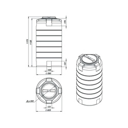 Емкость ЭкоПром для воды полиэтиленовая 300 л (0,3 м3) вертикальная