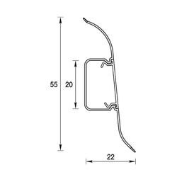 Плинтус Ideal Классик, с кабель каналом, ясень серый, 55 мм (2,2 м)