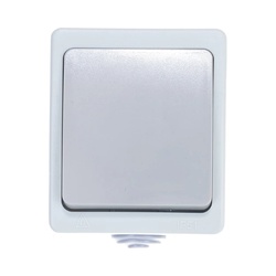 Выключатель о/у Аллегро 1279, 1 клавиша, б/инд, IP54, серая