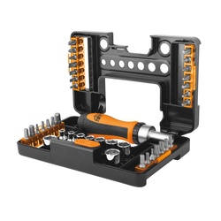 Отвертка реверсивная Варяг 86071 с набором бит и головок (38 предметов)