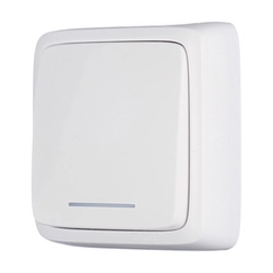 Выключатель о/у Alfa ВА10-114, 1 клавиша, с/инд, белый