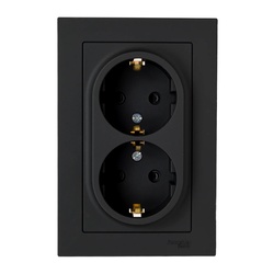 Розетка с/у Atlasdesign ATN001026, 2 гнезда, с/з, з/ш, карбон