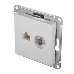 Розетка компьютерная RJ-45 + телевизионная TV с/у Atlasdesign ATN000189, 2 гнезда, белая