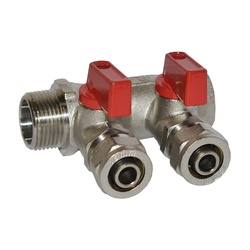 Коллектор для м/п труб, с шаровыми кранами 3/4"x 2 отвода x16 мм