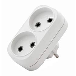 Разветвитель 2 гнезда, А202, б/з, 6А, плоский