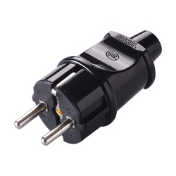 Вилка прямая разборная Makel 10052,16А, 230В, с/з, черная