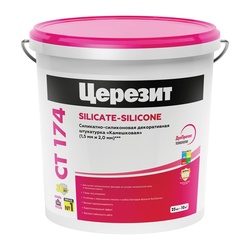 Штукатурка силикатно-силиконовая декоративная Церезит СТ 174 камешковая 1,5 мм, база (25 кг)