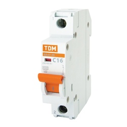 Выключатель автоматический TDM ВА 47-29, 4,5кА, С 16А, 1П