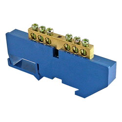 Шина "N" нулевая с изолятором на DIN-рейку 100А, 6х9 мм (6 отв.) большая стойка