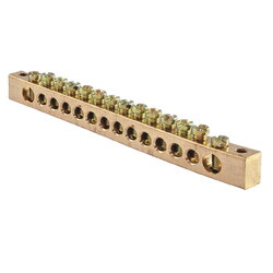 Шина "N" нулевая стандартная без изолятора 125 А, 8х12 мм (14 отв.) крепеж по краям