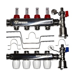 Группа коллекторная в сборе 1"x3/4", 4 выхода, 90 гр, 8 бар